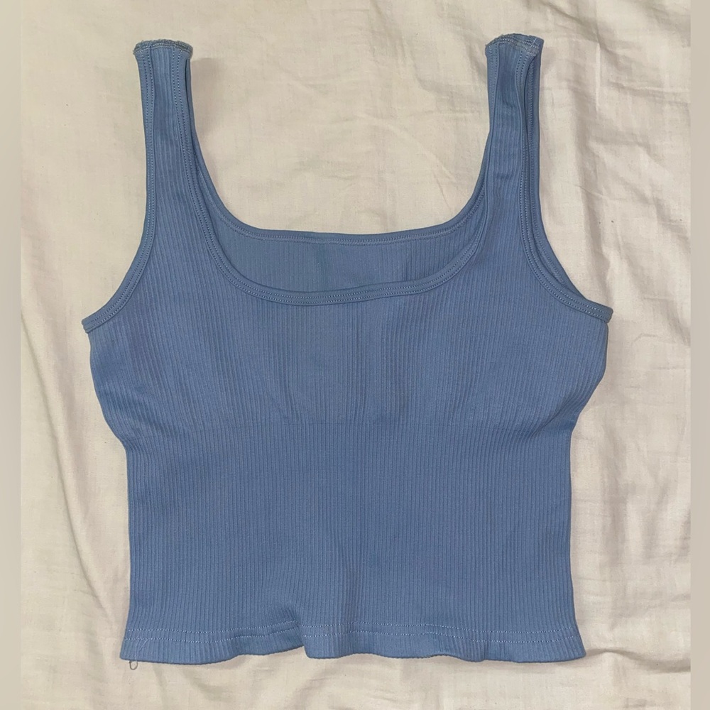 Blue/Grey Ribbed Tank Top